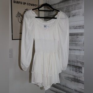 THE LOVE GALORE LONG SLEEVE ROMPER WHITE LOWER IMPACT 🥰